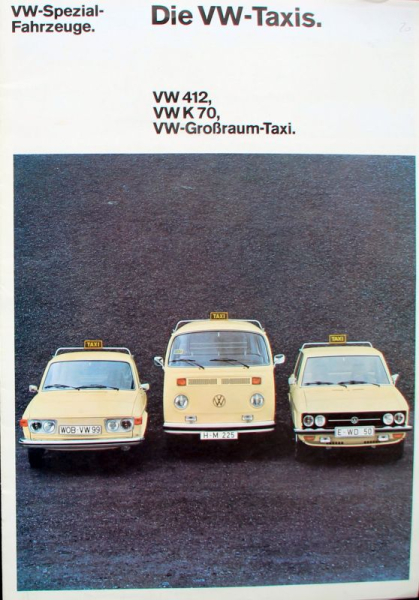 Volkswagen Taxis Modellprogramm 1973 Automobilprospekt (11485)