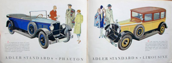 Adler Standard 8 Modellprogramm 1928 Automobilprospekt (11484)