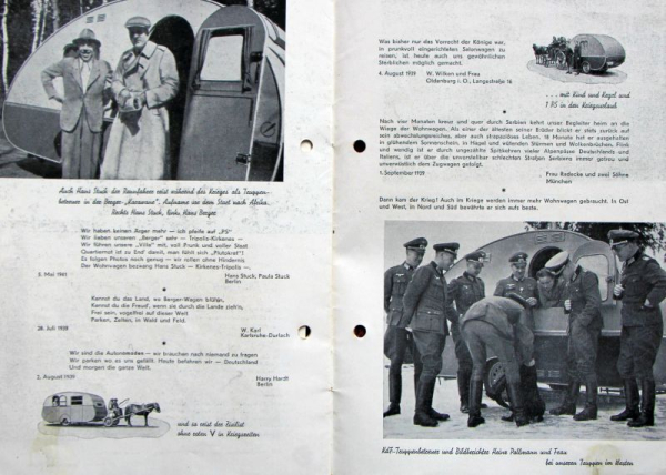 Sportberger Volkswagen KdF Wohnanhänger "Karawane" 1941 Wohnwagen-Prospekt (11494)