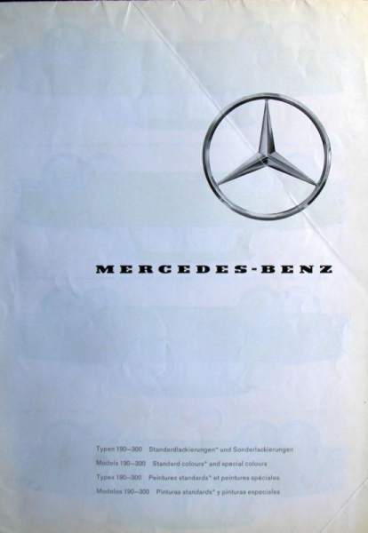 Mercedes-Benz Farbprogramm Standardlackierungen 1964 Automobilprospekt (11525)