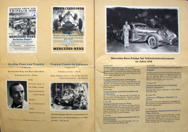 Mercedes-Benz Erfolge 1938/39 Motorsportprospekt (11549)