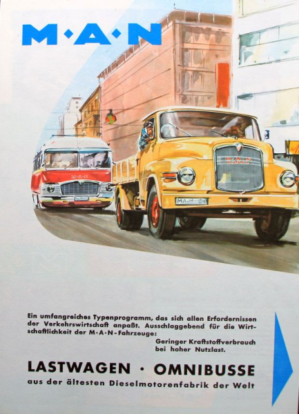 MAN Lastwagen Omnibusse Modellprogramm 1959 Lastwagen Prospekt (11608)