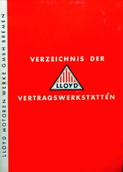 Lloyd Motoren Vetragswerkstätten-Verzeichnis 1956 (11601)