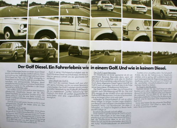 Volkswagen Golf Diesel Modellprogramm 1976 Automobilprospekt (11610)