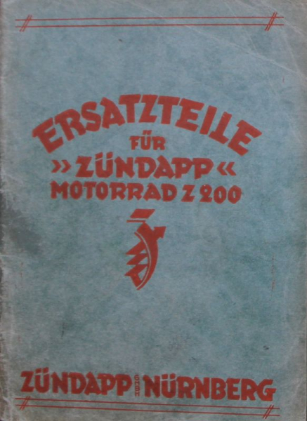 Zündapp Z 200 Motorrad 1928 Ersatzteilliste (11551)
