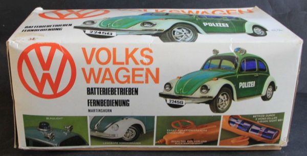 Toy Centre Volkswagen Käfer Polizei 1974 Plastikmodell mit Fernsteuerung in Originalkarton (11584)
