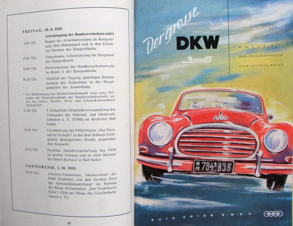 "Internationale Automobilausstellung" 1955 Automobil-Ausstellungskatalog Frankfurt (11620)