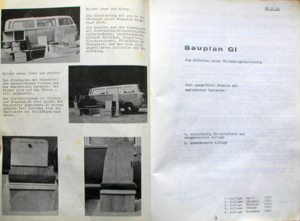 Syro "Volkswagen Camper Einrichtungen" Volkswagen T2 Transporter Camperhandbuch 1974 (11621)