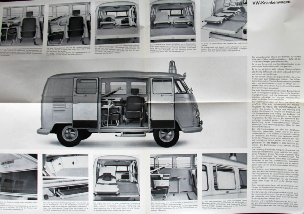 Volkswagen T1 Transporter Krankenwagen Modellprogramm 1966 Automobilprospekt (11622)
