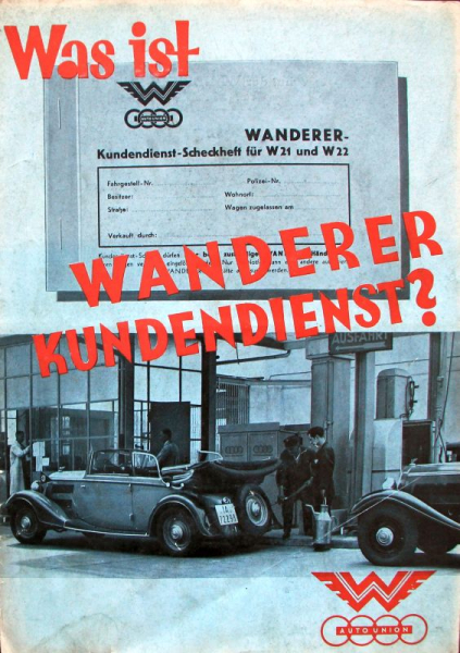 Wanderer Modellprogramm 1936 "Was ist Wanderer Kundendienst?" Automobilprospekt (11629)