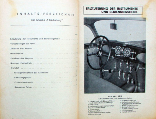 Opel Kadett 1938 Betriebsanleitung (11633)