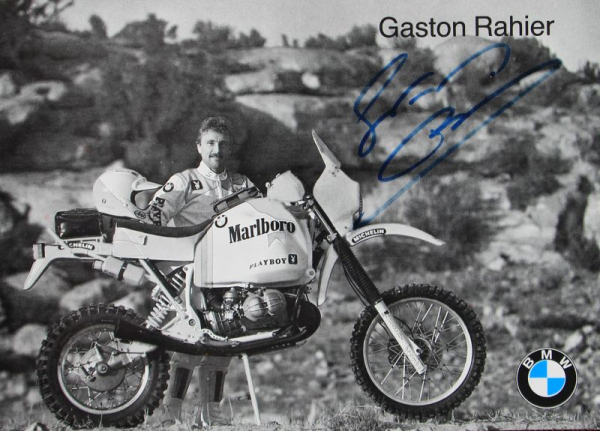 BMW Motorcross Gaston Rahier Rallye Paris Dakar 1985 original autograph (11699)