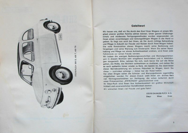 Steyr Puch 500 D - 650 TR 1967 Owner Manual (11710)
