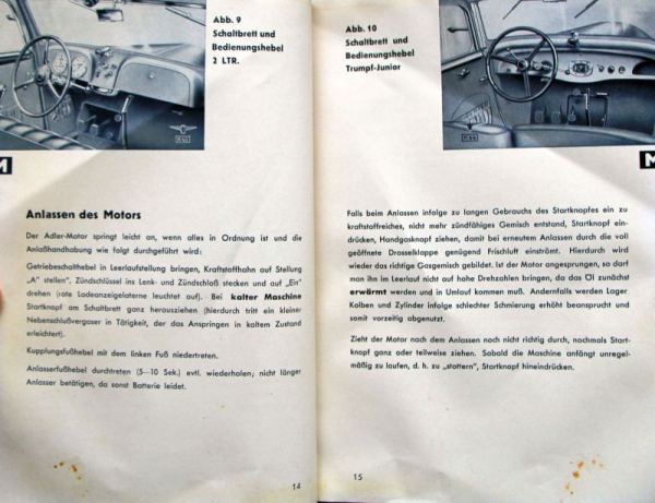 Adler Trumpf Junior 2 Liter 1939 Betriebsanleitung (11713)