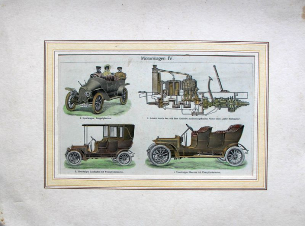 Motorwagen Typen Bibliographischer Kupferstich 1901 (11831)