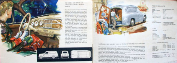 Skoda 1200 Modellprogramm 1953 Automobilprospekt (11795)