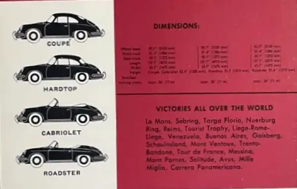 Porsche 356 B Modellprogramm 1961 Leporello Automobilprospekt (11730)