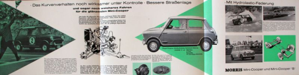 Austin Mini-Cooper S Hydrolastic Modellprogramm 1964 Automobilprospekt (11735)