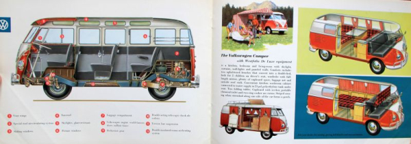 Volkswagen T1 Transporter Sambabus 1962 Automobilprospekt (11774)