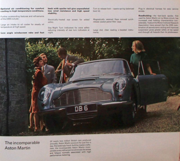 Aston Martin DB 6 Saloon Modellprogramm 1966 Automobilprospekt (11787)
