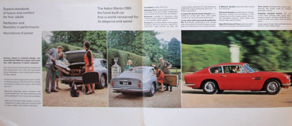 Aston Martin DB 6 Saloon Modellprogramm 1966 Automobilprospekt (11787)