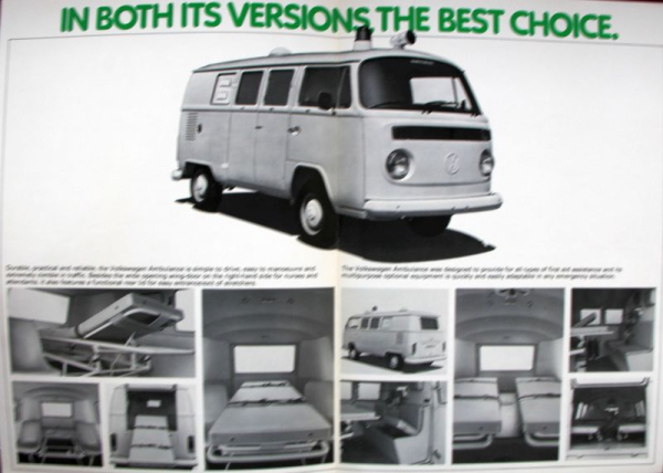 Volkswagen T2 Ambulance Modellprogramm 1972 Automobilprospekt (11775)