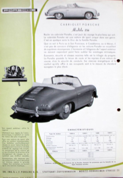 Porsche 356 Modellprogramm 1955 Automobilprospekt (11729)