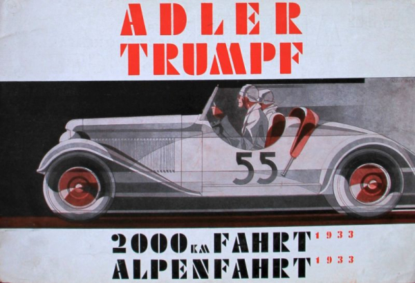 Adler Trumpf Modellprogramm 1933 "200 km Alpenfahrt" Automobilprospekt (11798)