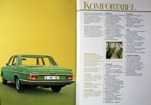 Mercedes-Benz 250 - 280 E Modellprogramm 1972 Automobilprospekt (11810)
