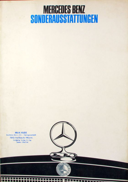 Mercedes-Benz Sonderausstattungen Modellprogramm 1970 Automobilprospekt (11811)