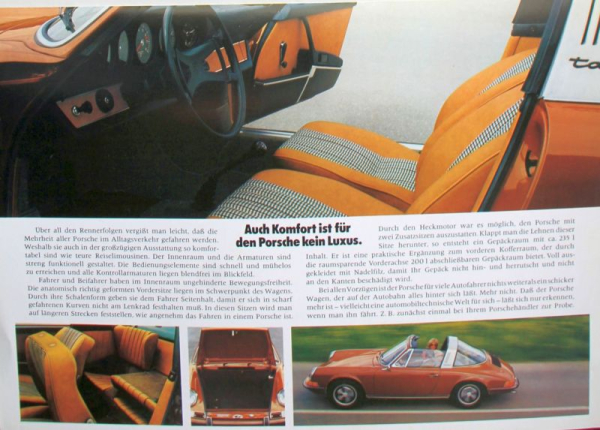 Porsche 911 2,4 Liter Motor Modellprogramm 1971 Automobilprospekt (11814)