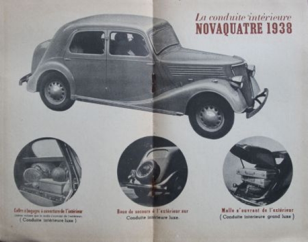 Renault Novaquatre Modelprogram 1938 "La Nouvelle" Carbrochure (5946)