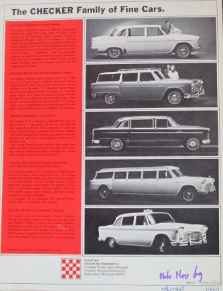 Checker Diesel Modelprogram 1969 Carbrochure (5960)