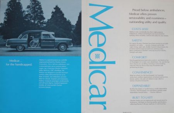 Checker Medicar Ambulance Sedan Modelprogram 1969 Carbrochure (5959)