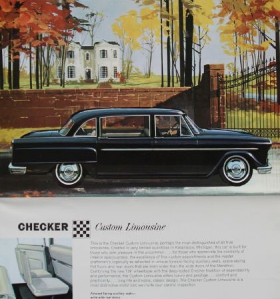 Checker Modelprogram 1964 "No other car is built like Checker"  Carbrochure (5956)