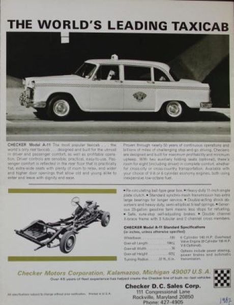 Checker Modelprogram 1967 Carbrochure (5955)