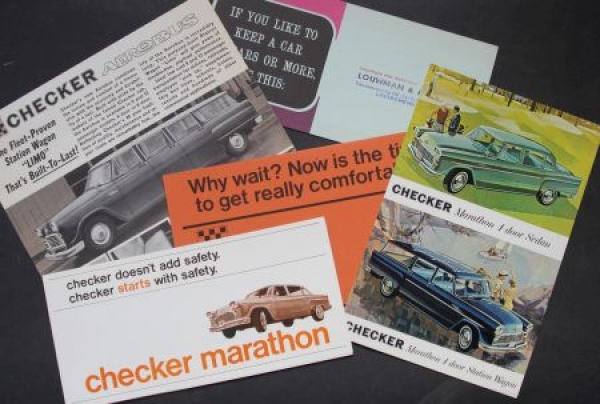 Checker Marathon Modelprogram 1963 "Comfort and Elegance" five brochures lot (5950)