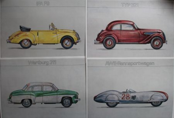 IFA VEB Automobilwerke "Acht Jahrzehnte Automobilbau aus Eisenach" 1959 Carbrochure-Map (5933)