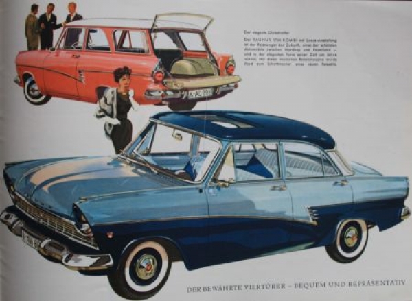Ford Taunus 17 M Modelprogram 1958 Gotschke-Drawings Carbrochure (0916)