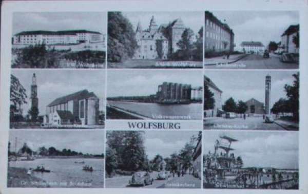 Volkswagen Wolfsburg with VW-Factory 1951 postcard (5894)