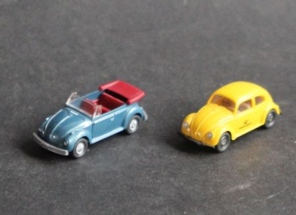 Wiking Volkswagen Beetle Convertible Deutsche Post 1965 two Plasticmodels (5844)