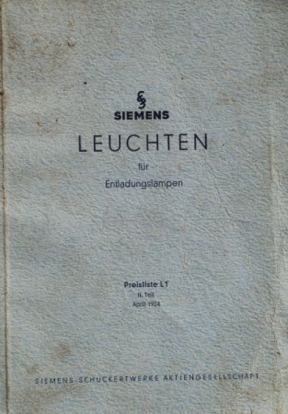 Siemens Illumination 1954 Ownermanual and pricelist (6461)