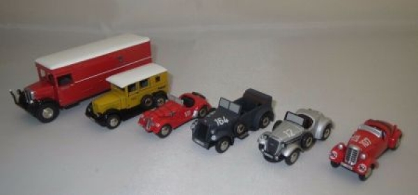 Deutsche Post "Die Reichspost im Motorsport" 6 Bubmobile-Vehicles in original-Advertisingbox 1929-1938 (6510)
