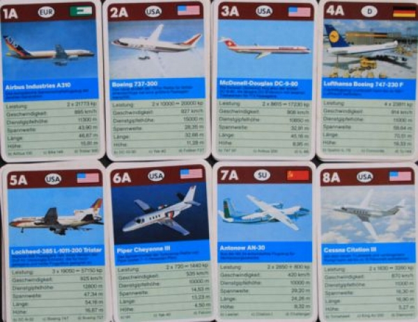 Schmid Spiele "Neue Jets und Reiseflugzeuge" 1980 Cardgame (6466)