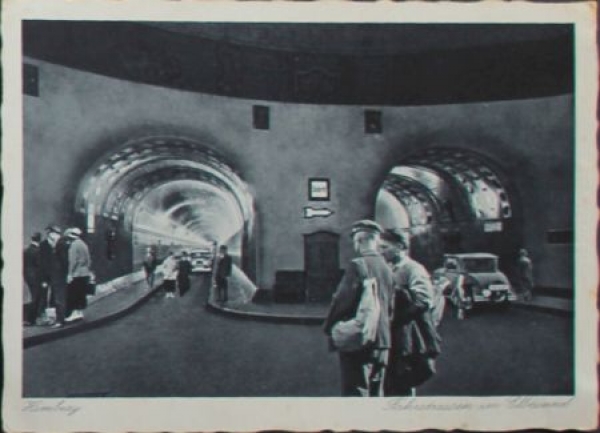 Hamburg Fahrstrassen im Elbtunnel 1928 Postkarte (6532)