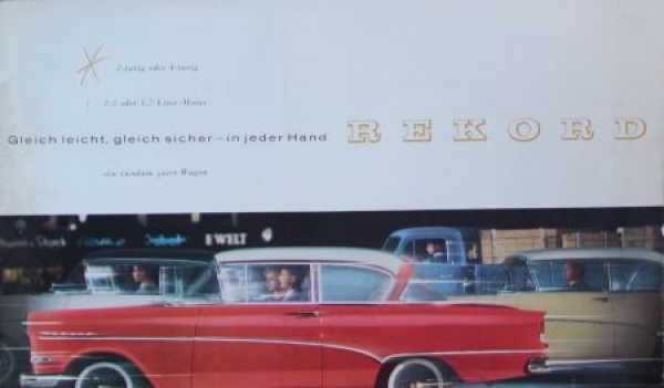 Opel Rekord Modelprogram 1957 "Gleich leicht, gleich sicher" Carbrochure (5711)