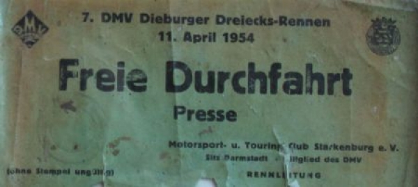 ADAC 1955 Nuerburgring Eifel-Race Lot Photo, Presscard, original Motorracing-Movieroll framed (5655)
