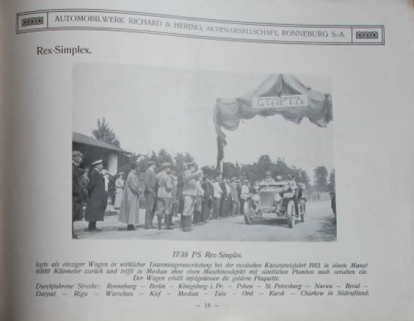 Rex-Simplex Automobile Modellprogramm 1912 (S0031)