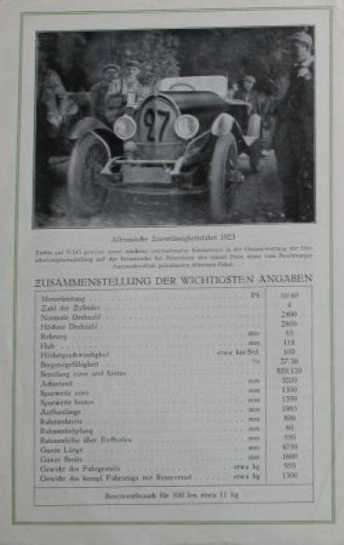 NAG Sportwagen Typ C4b 1924 Modellprogramm (S0052)