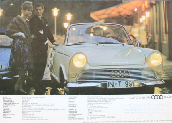 DKW F12 Roadster Sportive Modelprogram 1964 Carbrochure (3718)